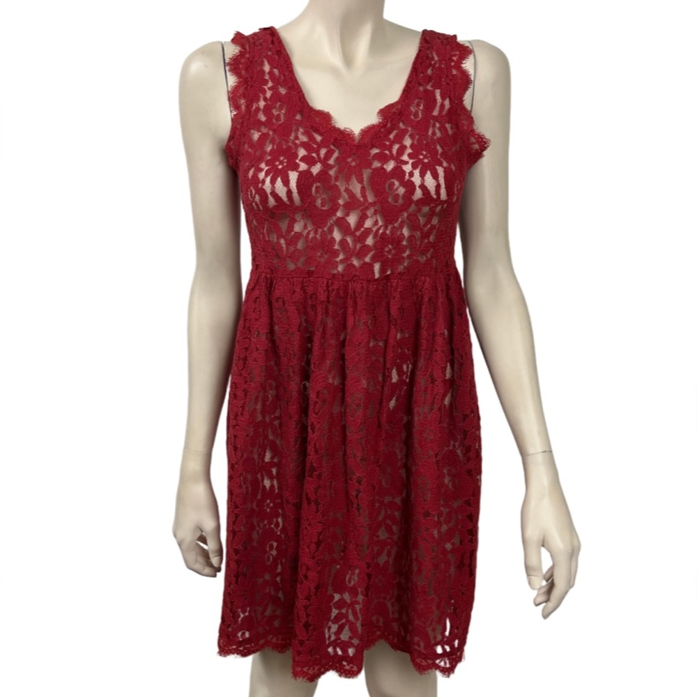 Greylin Red Lace Sleeveless Dress